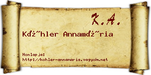 Köhler Annamária névjegykártya