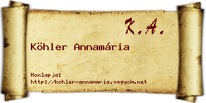 Köhler Annamária névjegykártya